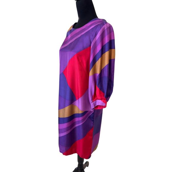 FRENCH CONNECTION Women’s Purple Red Geometric Print Shift Dress Size 4 - Picture 2 of 6